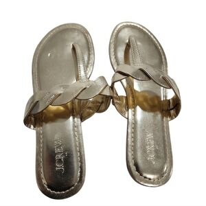 J.Crew metallic gold braided flat sandals Sz 8 Chic Outdoor Summer Feminine